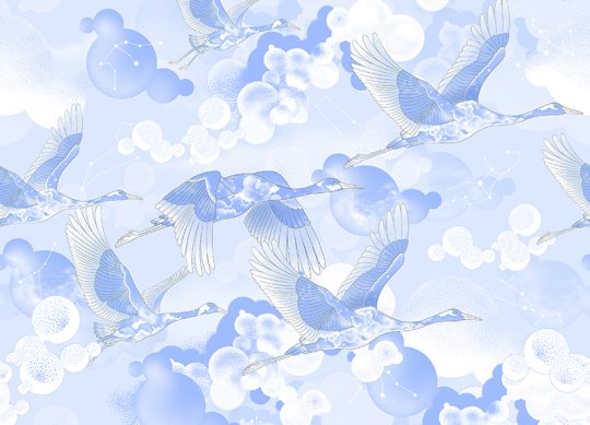 SW-FABR-BLCRANE_swoon_fabric_blue crane_31.2x22.5cm