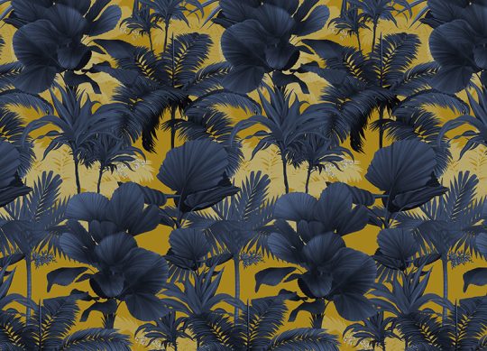 SW-FABR-PLANT-DARK_swoon_fabric_Plantarium_Colour variety_Dark Blue Yellow_31.2x22.5cm